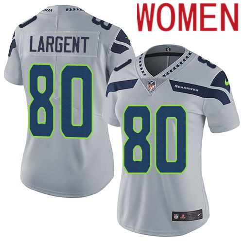 Women Seattle Seahawks 80 Steve Largent Nike Gray Vapor Limited NFL Jersey